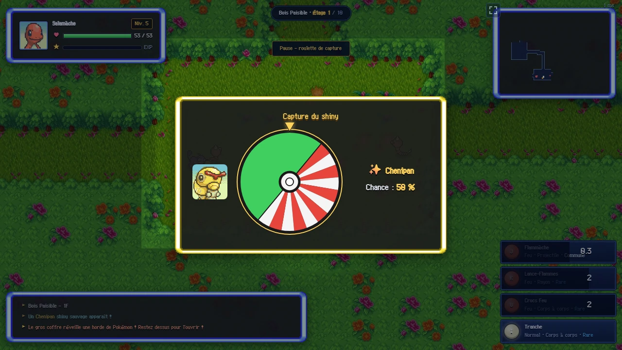 Roulette de capture d'un Pokémon shiny